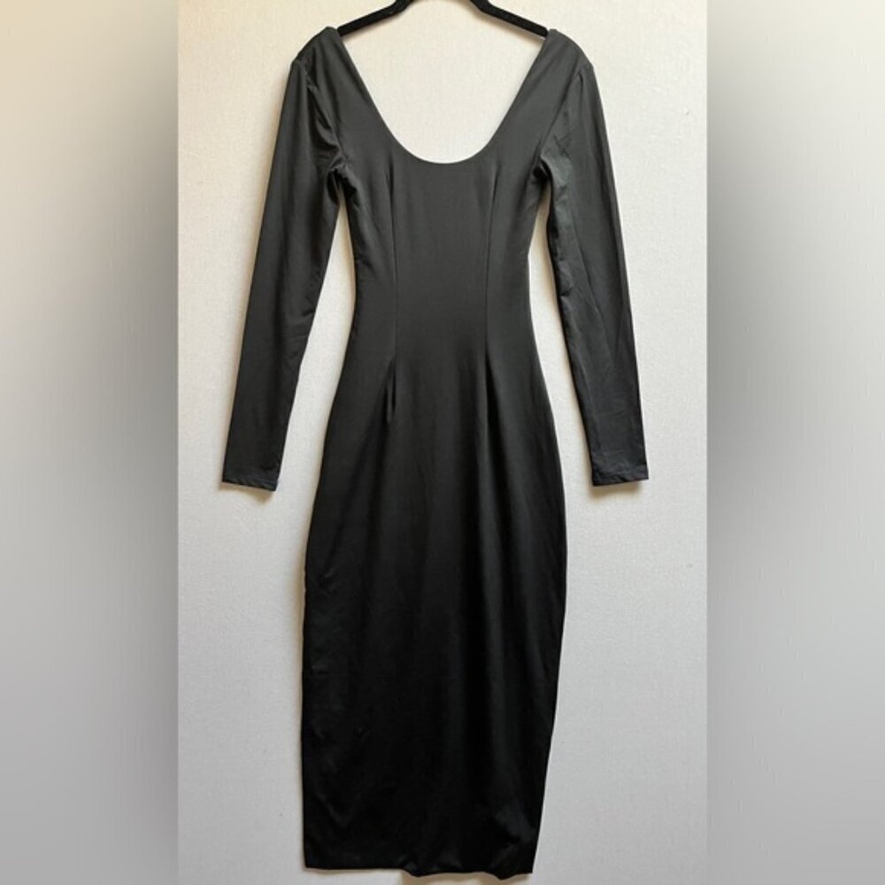 Streetwear Society SWS Black Long Sleeve Contour Bodycon Maxi Dress S